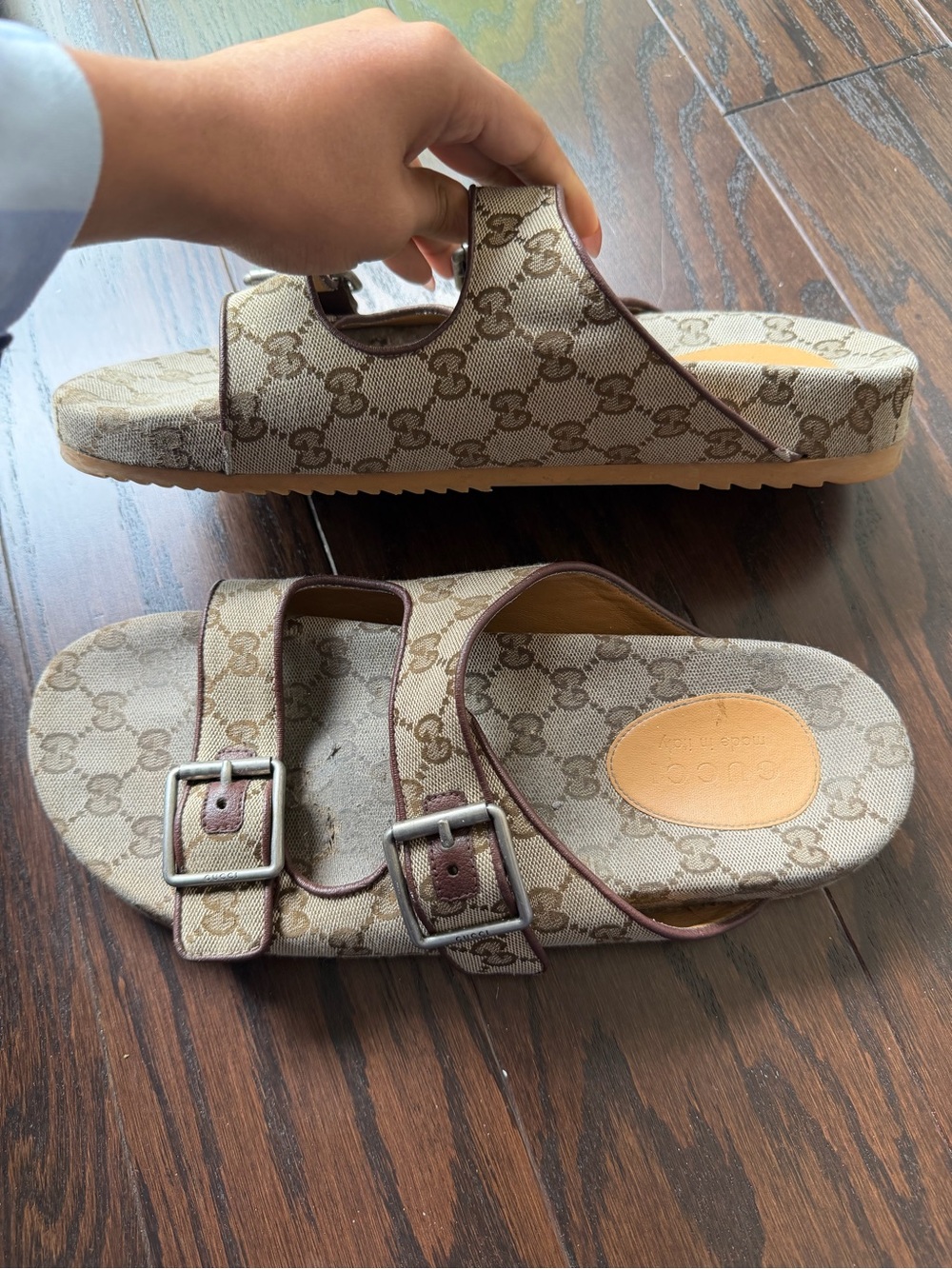 Gucci Slide Sandals in beige GG monogram canvas size 11M - Picture 3 of 4